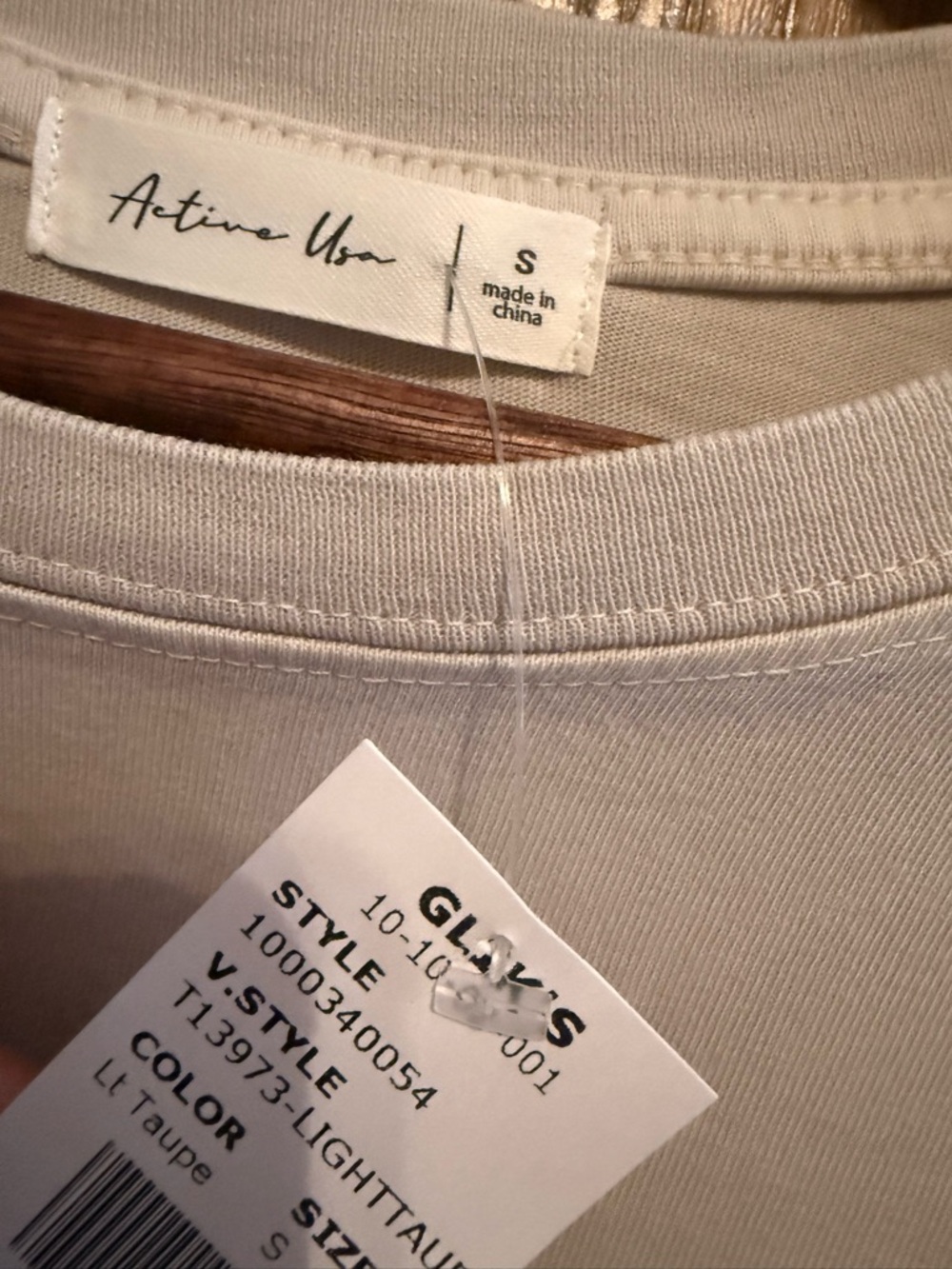 Active USA Light Taupe Crewneck Tee - Picture 4 of 4